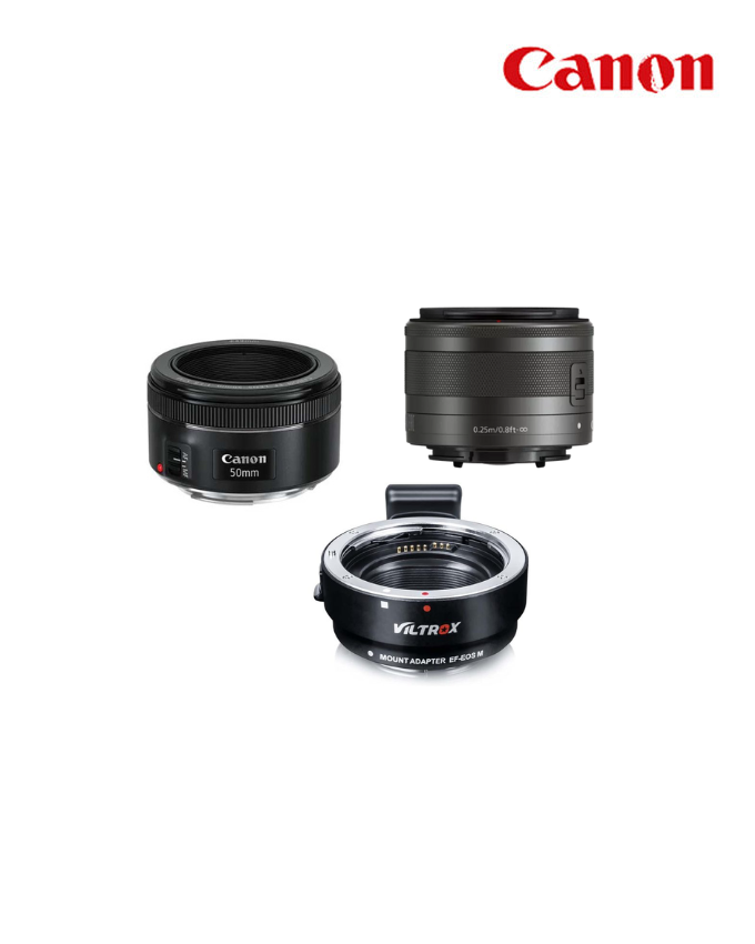 Canon EOS M50 with 15-45mm &amp; 50mm Lenses